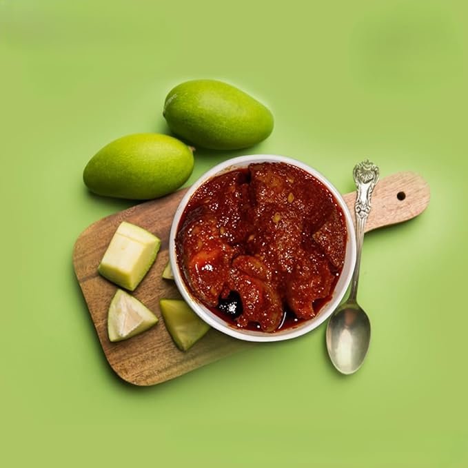 51ky2USMGIL._SX679_.jpg Premium Homemade Mango Pickle - 400gms | Aam Ka Achar | UP Style | Less Oil | Less Salt | Traditional Recipe | No Preservatives || 400gm Pack|| - Image 1